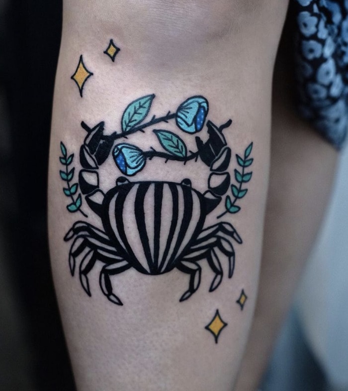 Cancer Zodiac Tattoo - Striped Crab Tat