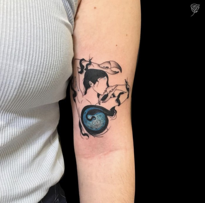 Cancer Zodiac Tattoo - Woman with Crab Arms