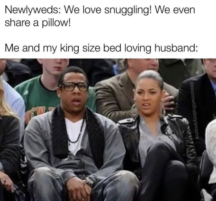 Relationship Memes - sharing a pillow