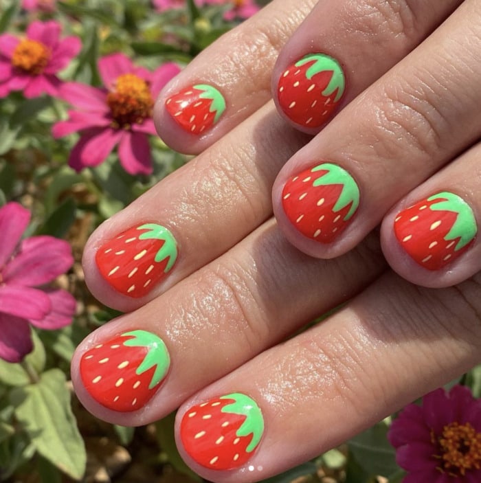 Summer Nail Designs - strawberry nails