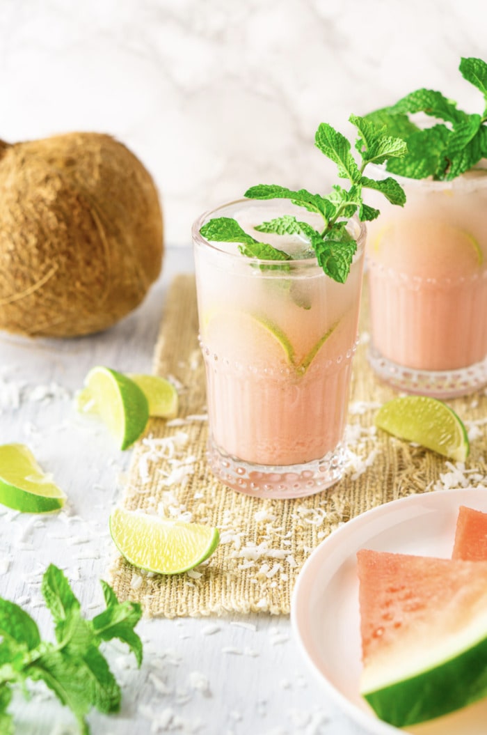Coconut Rum Cocktails - Watermelon Mojito