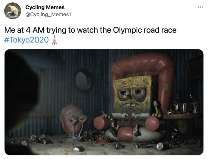 Olympic Memes Tweets - watching olympics road race spongebob