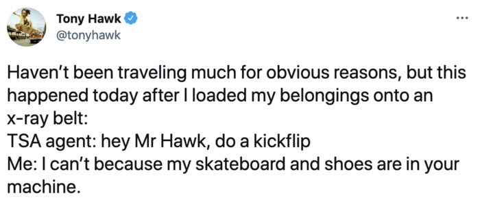 Tony Hawk Tweets - kickflip