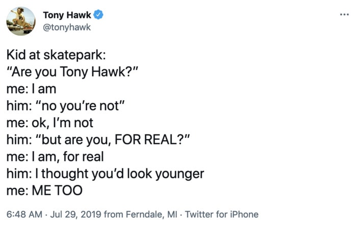 Tony Hawk Tweets - younger