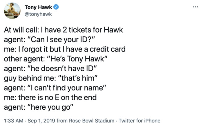 Tony Hawk Tweets - ID