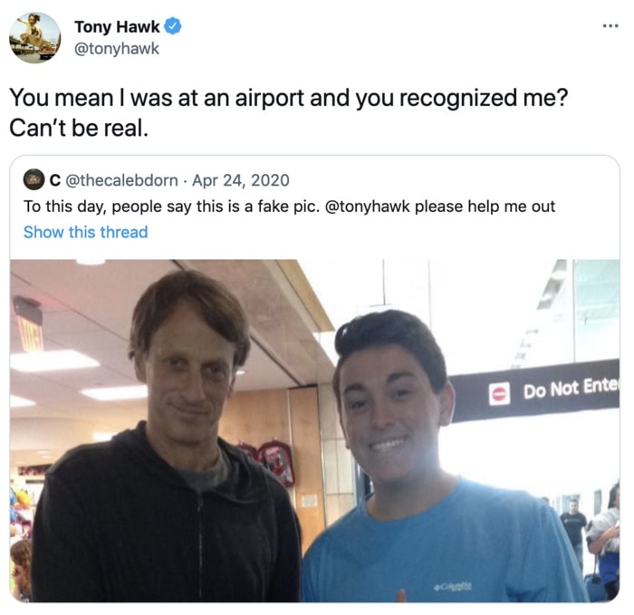 Tony Hawk Tweets - fan
