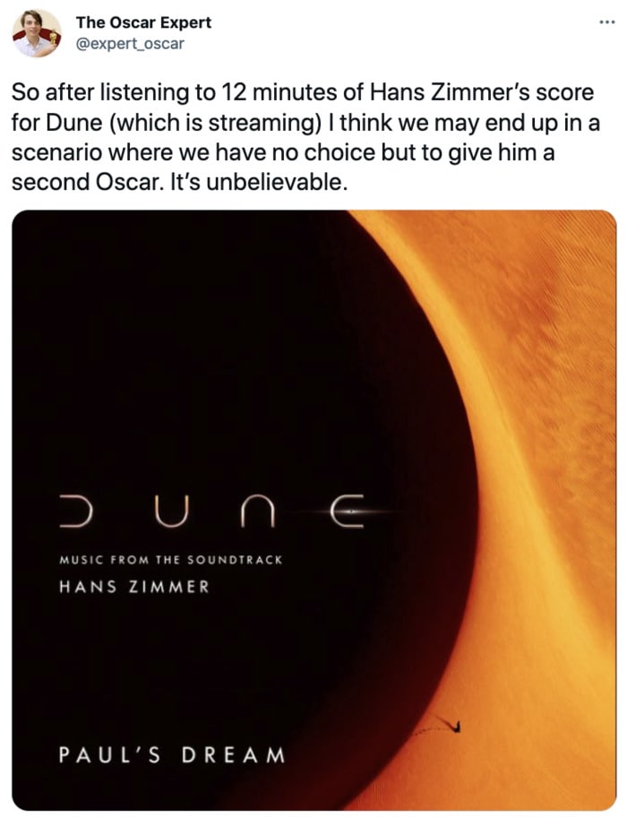 Dune Tweets - Hans Zimmer soundtrack