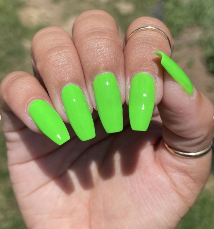 Fall Nail Designs - neon green coffin nails