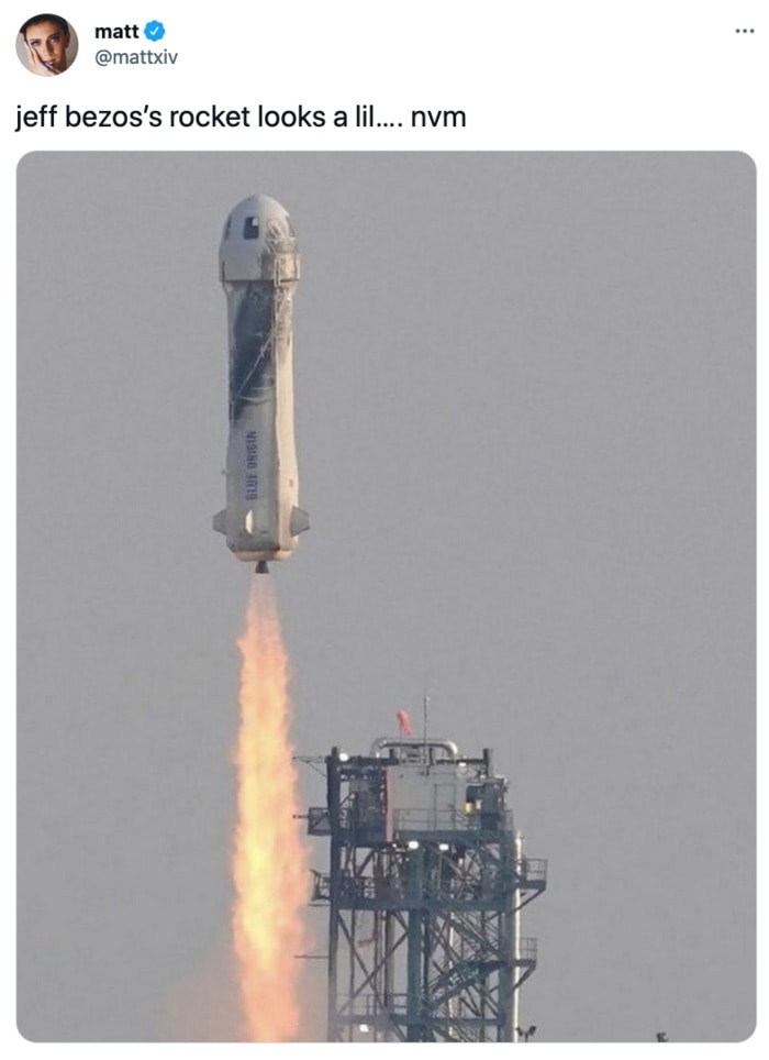 Jeff Bezos Space Tweets - rocket looks like