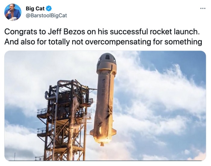 Jeff Bezos Space Tweets - overcompensating