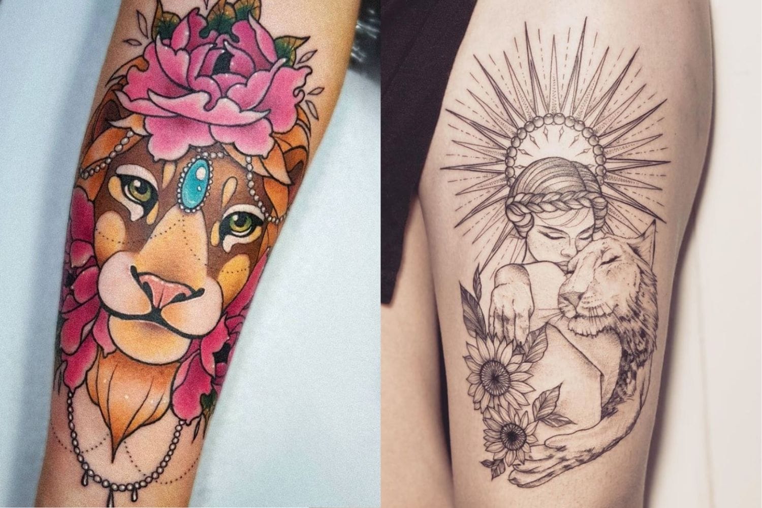 Temporary Tattoo Lion Queen Jewels Mandala Fake Body Art Sticker Waterproof  | eBay