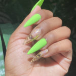 Neon Nails - green mismatched nails