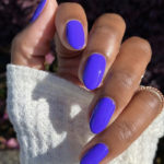 Purple Nail Designs - dark purple round nails