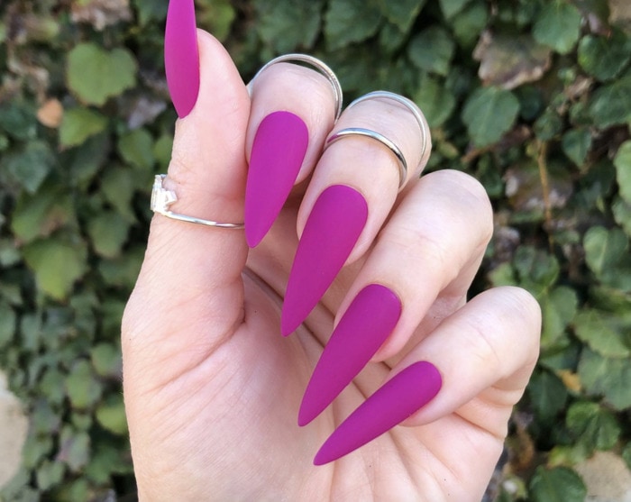 Purple Nail Designs - magenta pointed nails