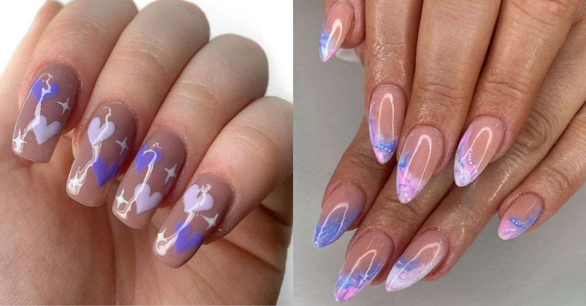 Purple + pink cloud manicure for Summer Challenge - Lucy's Stash