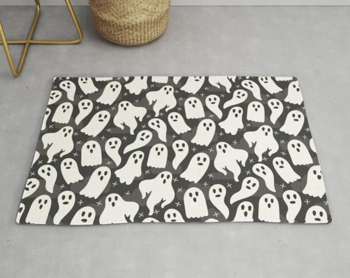 Ghost Rugs - black and white spooky ghosts