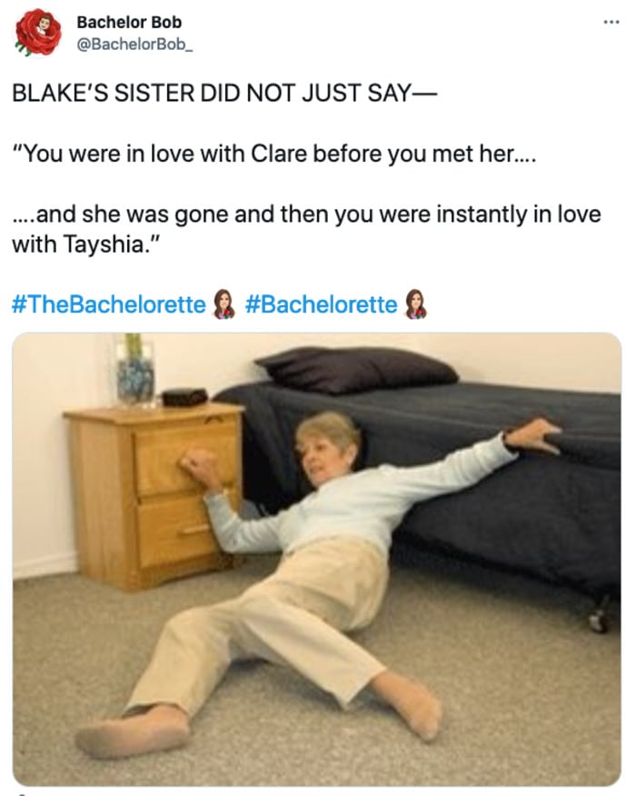 Bachelorette Tweets - Blake's sister
