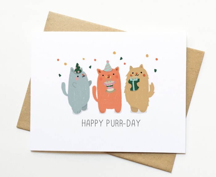 Birthday Puns - Happy purr day card