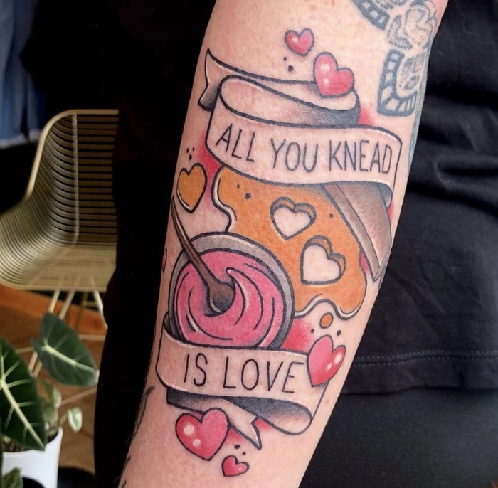 Pun tattoos - all you knead is love