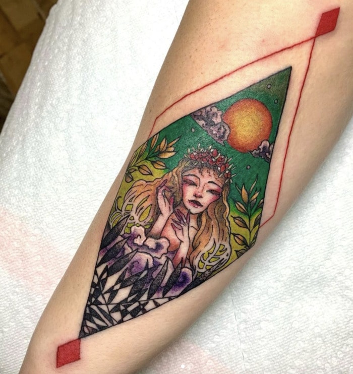 Virgo Tattoo - diamond ink with woman