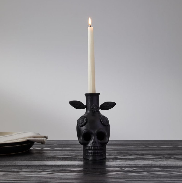 West Elm Halloween Collection - Skull Taper Holder