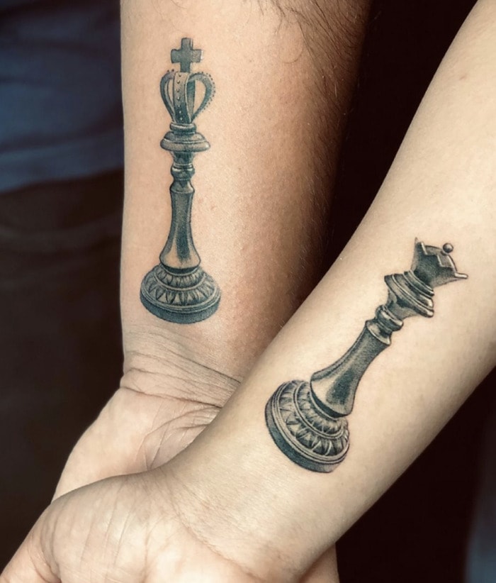 Couple Tattoos - King and Queen chess pieces