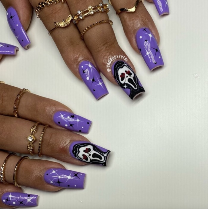 Halloween Nail Designs - purple scream nails