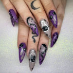 Halloween Nail Designs - witchy almond shaped