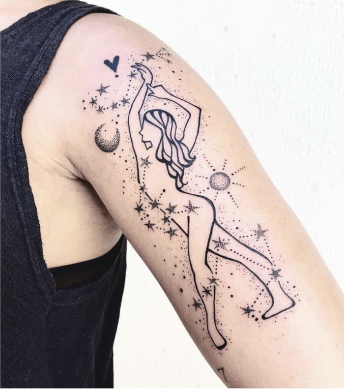 Libra Tattoo - woman in the stars