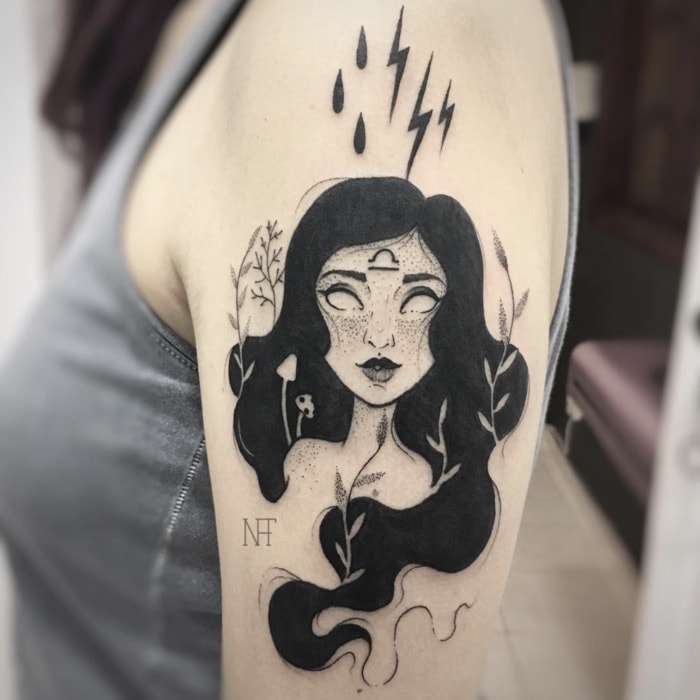 Libra Tattoo - lightning bolt woman