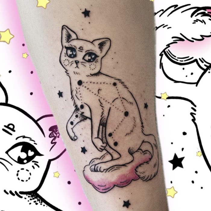 Libra Tattoo - constellation cat