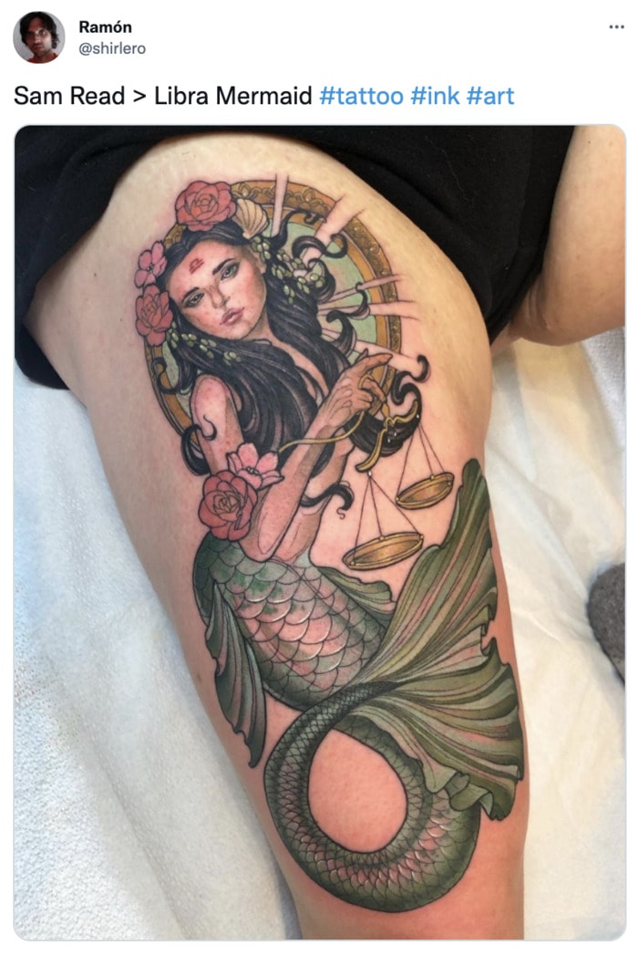 Libra Tattoo - mermaid with scales