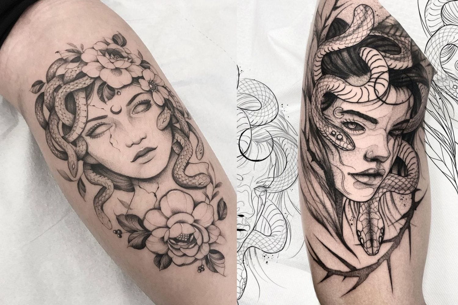 Forearm Watercolor Medusa tattoo at theYoucom
