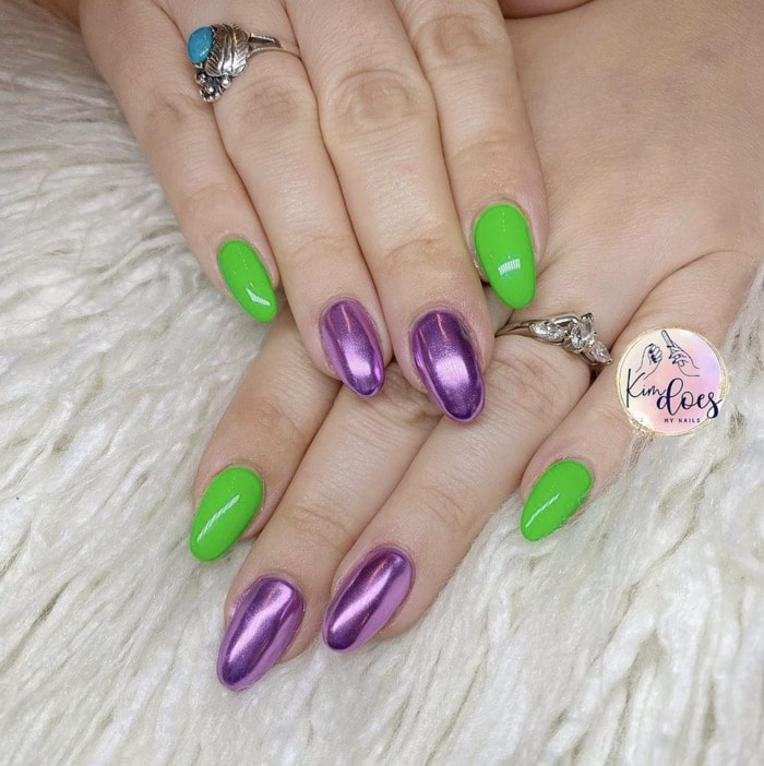 Beetlejuice Nails - green and purple