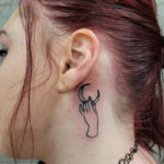 Behind the Ear Tattoos - moon in hand