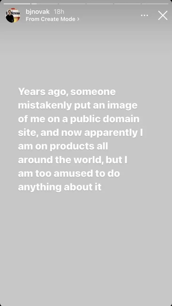 BJ Novak Face On Products - Instagram Story