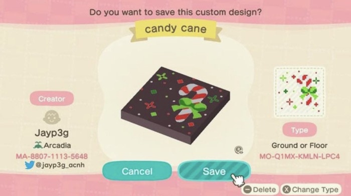 Animal Crossing Christmas Ideas - Candy Cane custom design