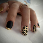Gel Nail Designs - Black & Gold Leopard Nails