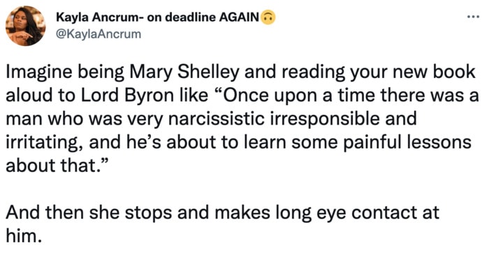 Mary Shelley NYT Science Fiction Tweets Memes - narcissist