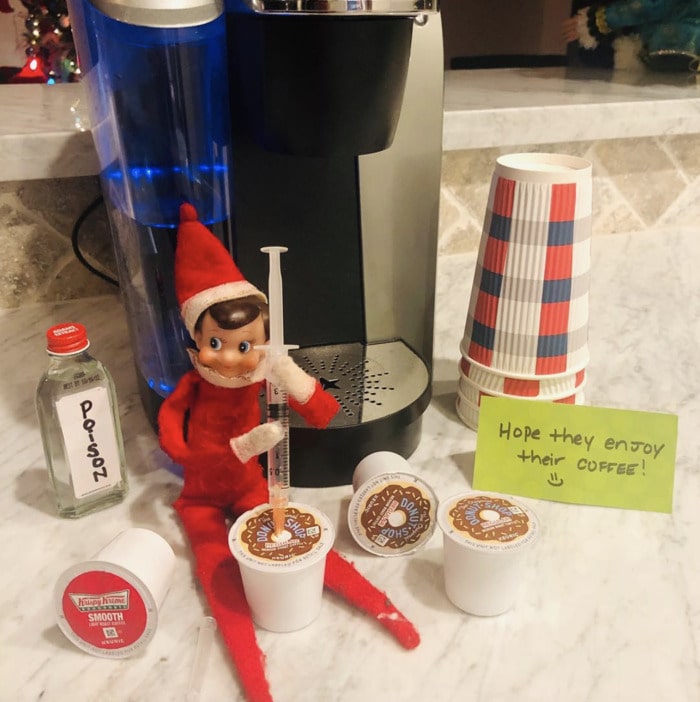 Naughty Elf on the Shelf - poisoned coffee