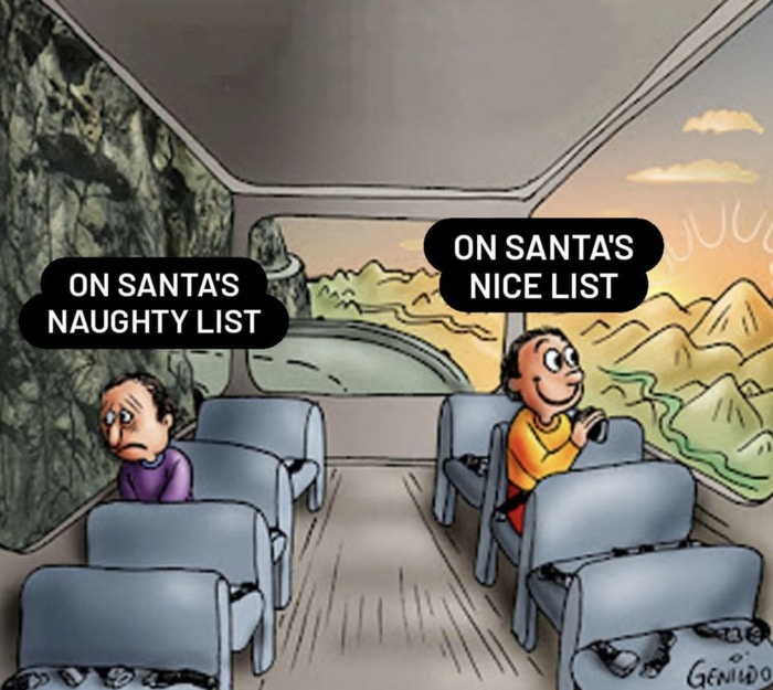 Two Guys on a Bus Meme - Santa