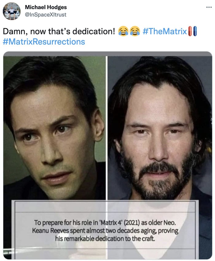 Matrix Resurrections Memes - ageing Keanu