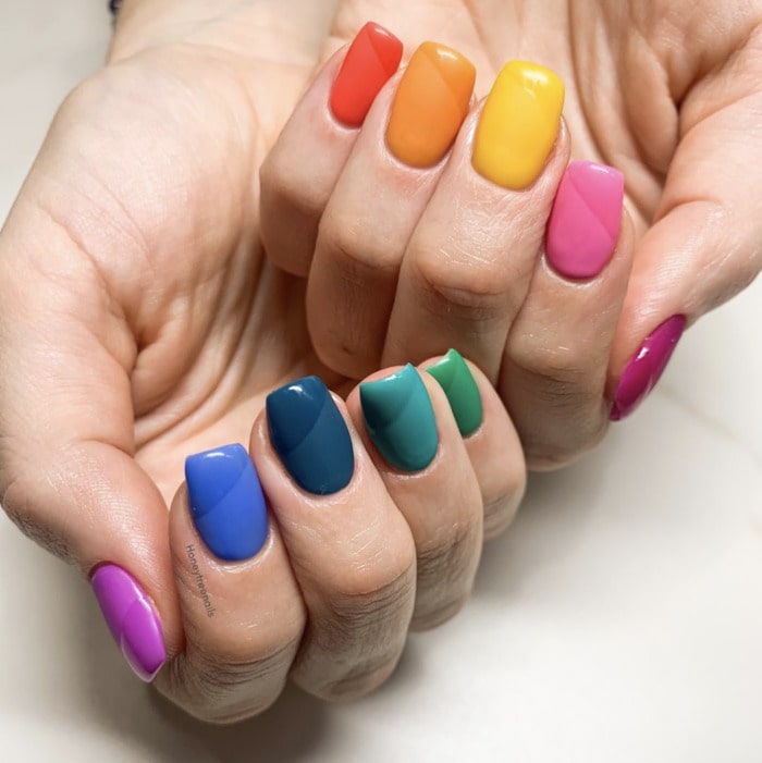 Skittles Manicure - rainbow nails