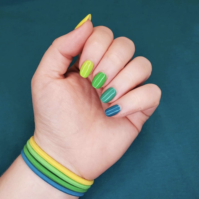 Skittles Manicure - cool toned nails