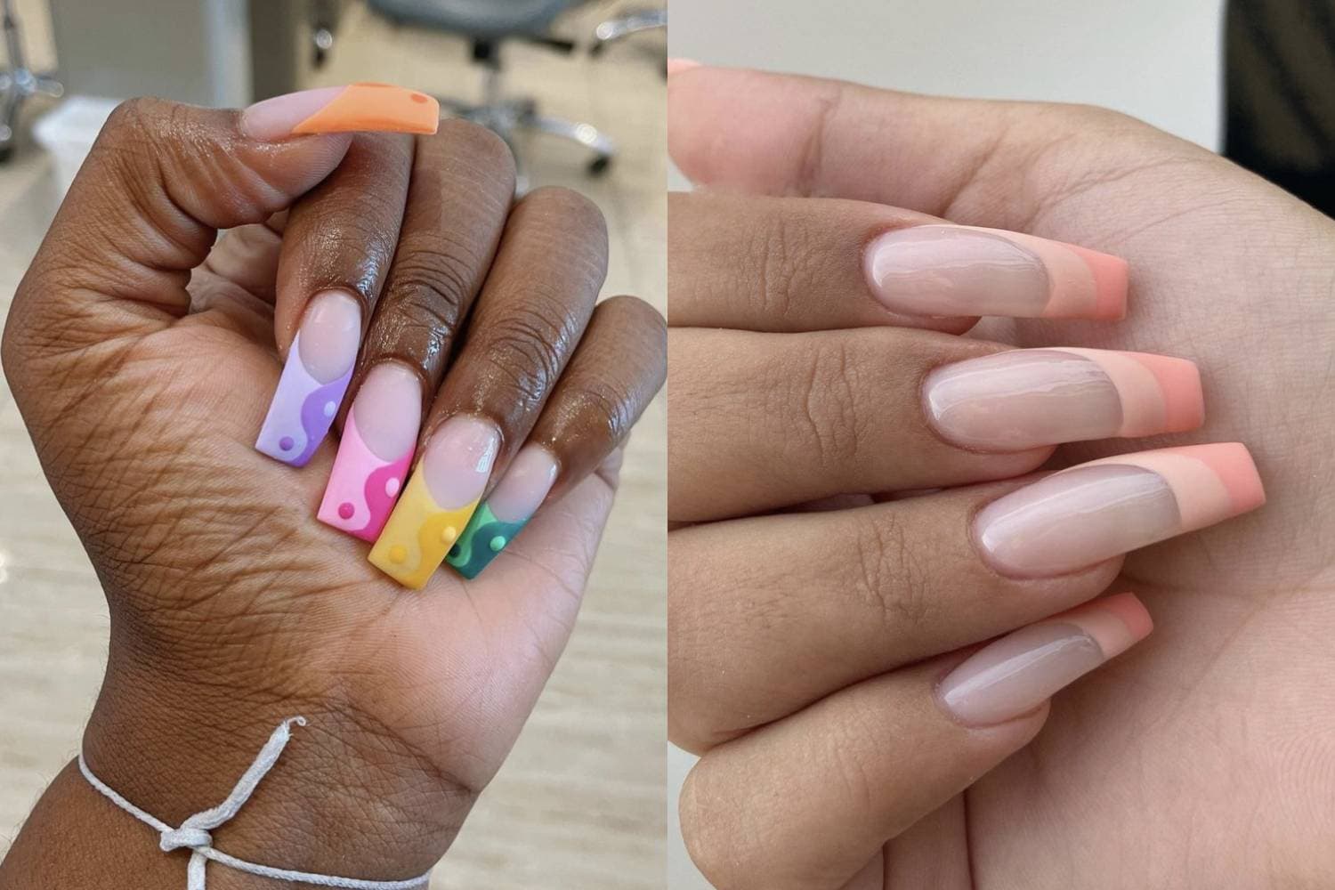 32 Hottest & Cute Summer Nail Designs : Subtle Colored Outline Coffin Nails