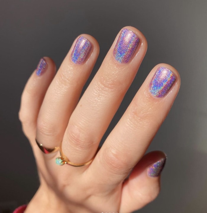 Gel Short Nail Designs - holographic nails