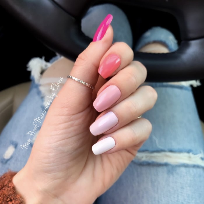 Pink Ombre Nails - skittles pink manicure