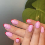 Valentine's Day Nail Designs 2022 - pink with red tips