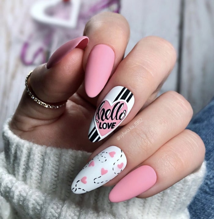 Valentine's Day Nail Designs 2022 - love letters