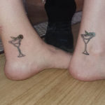 Ankle Tattoos - Matching Martini Glasses